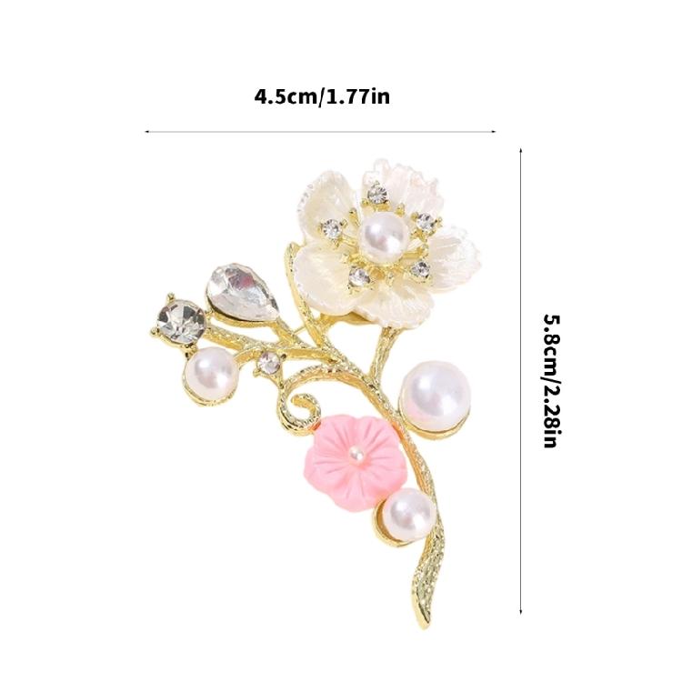 Versatile Crystal Flower Brooch Adjustable Fastener Stylish Corsage Pin Accessory For Formal Wear Casual Outfits