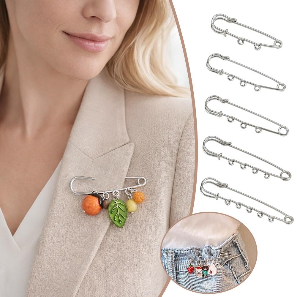 Silver Safety Brooch Pins Multi Holes Connectors DIY Charms Brooches Findings Accessories Shawl Adjuster Dress Decoration
