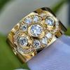 Huitan Luxury Women Gold Color Ring for Wedding Engagement Fashion Finger Accessories Inlaid Sparkling CZ Graceful Party Jewelry