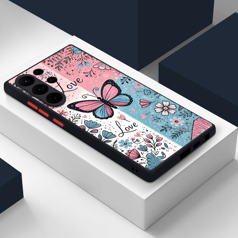 S25 Ultra Case Lovely Butterfly Bowknots Floral Pattern Cover For Samsung Galaxy S25 Edge S24 Ultra S23 S22 Plus S21 FE Capa Funda