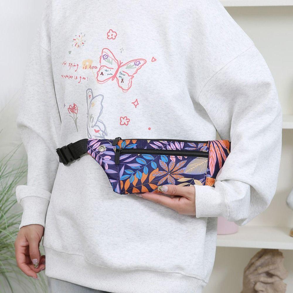 Practical Wear-resistant Running Waist Bag 3 Layers Lightsome Fanny Pack Nylon Headphone Cable Hole Crossbody Bag Outdoor