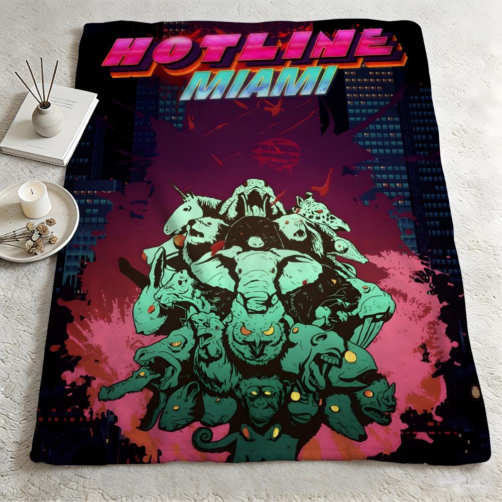 Game H-Line Miami-I Throw Warm Soft Flannel Blanket, Multi-Use For Sofa Bed Camping Travel Nap