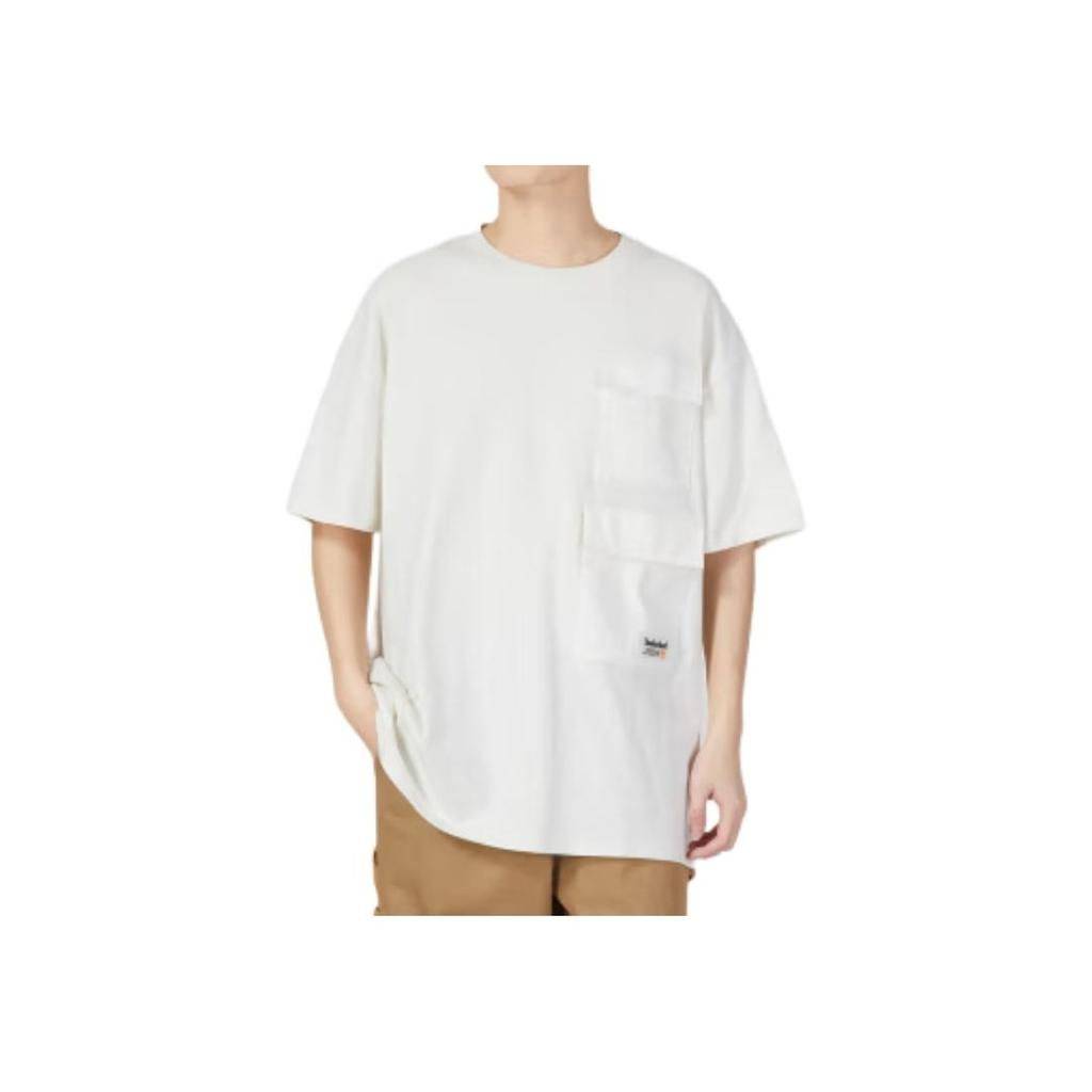 Timberland Solid Color Outdoor Pocket Casual Sports Loose Breathable Short Sleeve T-Shirt Men T-Shirts Vintage-White A291G-CM9