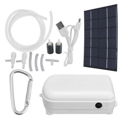 Solare Sauerstoffpumpe 2W 6V Eingebaute 2000mAh Lithiumbatterie Energiesparende Pumpe für Aquarium