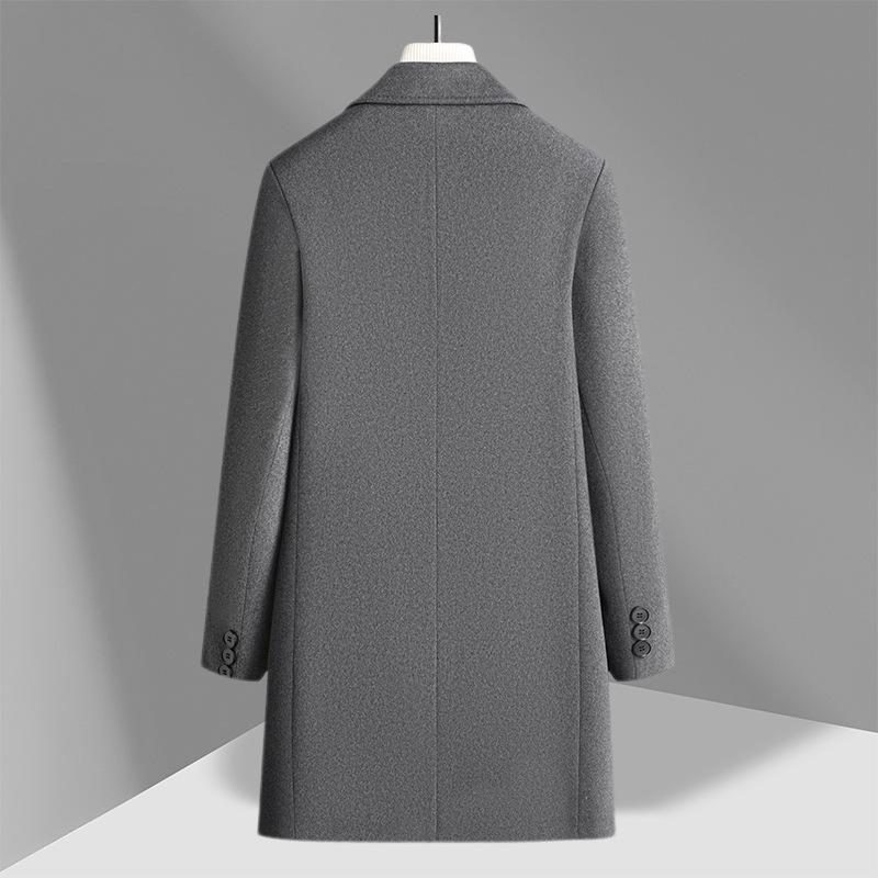 Autumn and Winter New Men's Woolen Coat Medium and Long Suit Collar Business Casual Thickened Woolen Coat Men's Coat