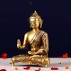 God Buddha Abhaya Mudra Brass Idol, Buddha Home Decor Statue, Brass - 9 Inches
