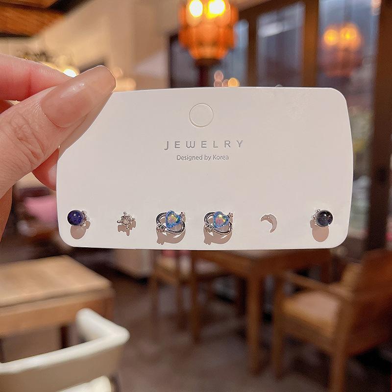 S925 Silver Needle Delicate Zircon Ear Set Small Stud Earrings