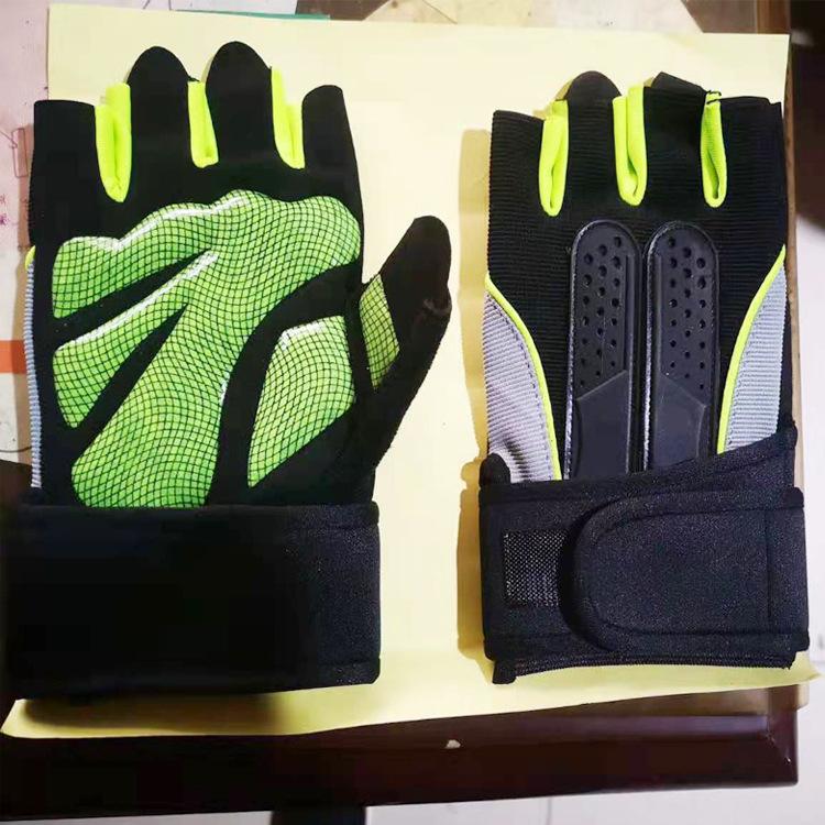 

gloves men and women half finger non-slip wrist guards silicone non-slip breathable weightlifting outdoor XL зелёный