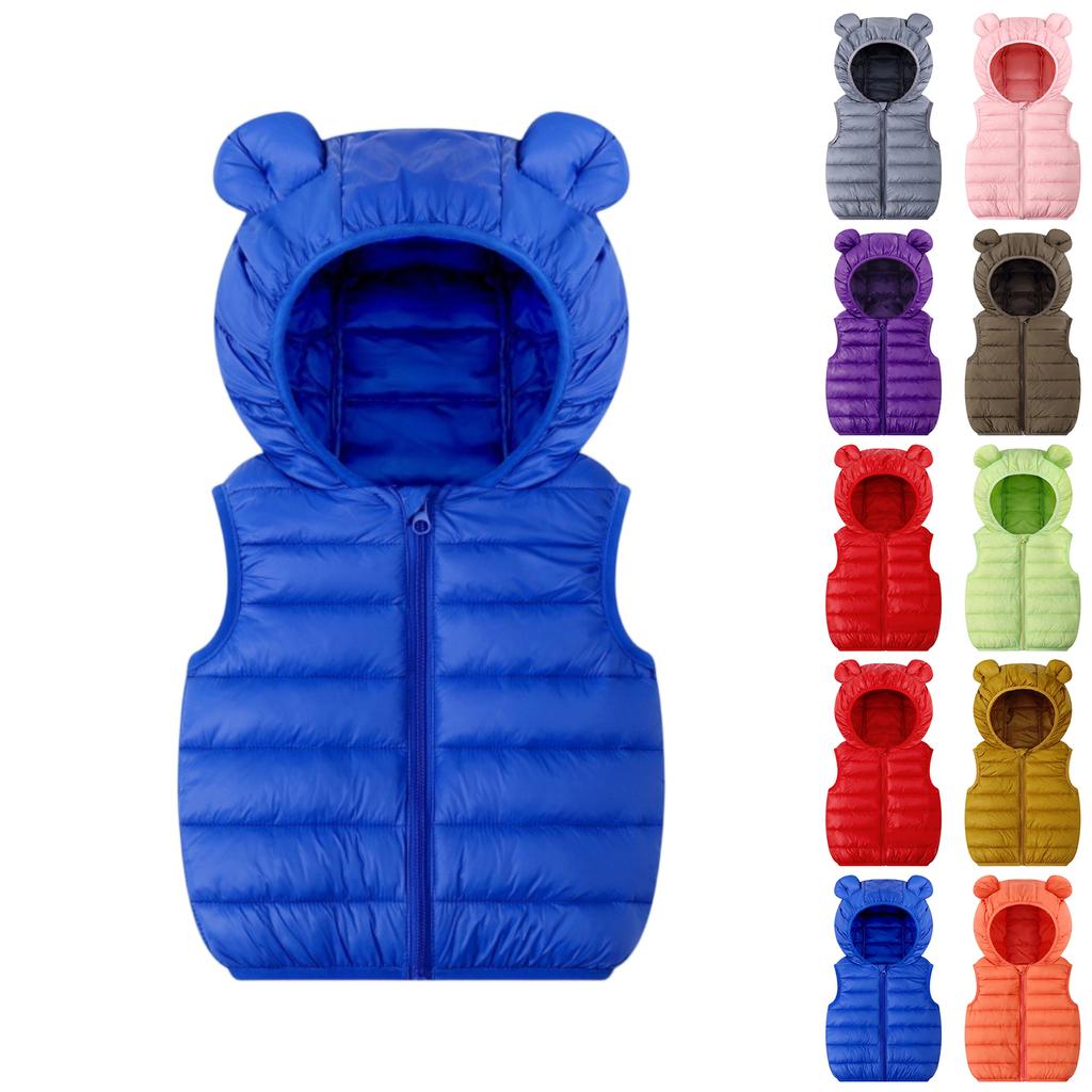 Children's Casual Solid Color Thickened Vests For Boys And Girls