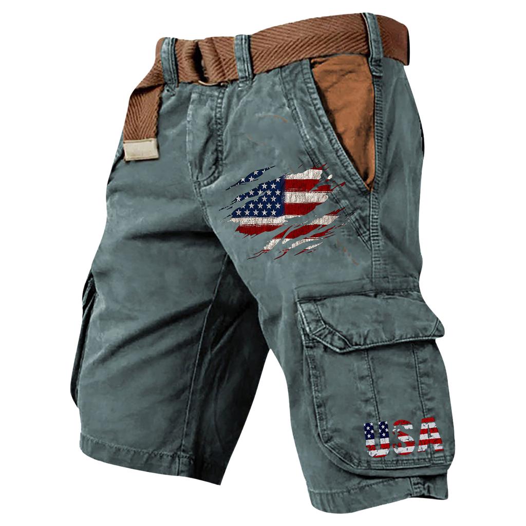 Men's Summer Printed Outdoor Shorts Men's Loose Multi-Pocket Shorts