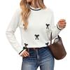 Autumn/Winter 2026 Color Block Bow Lace Patchwork Sweater for Women