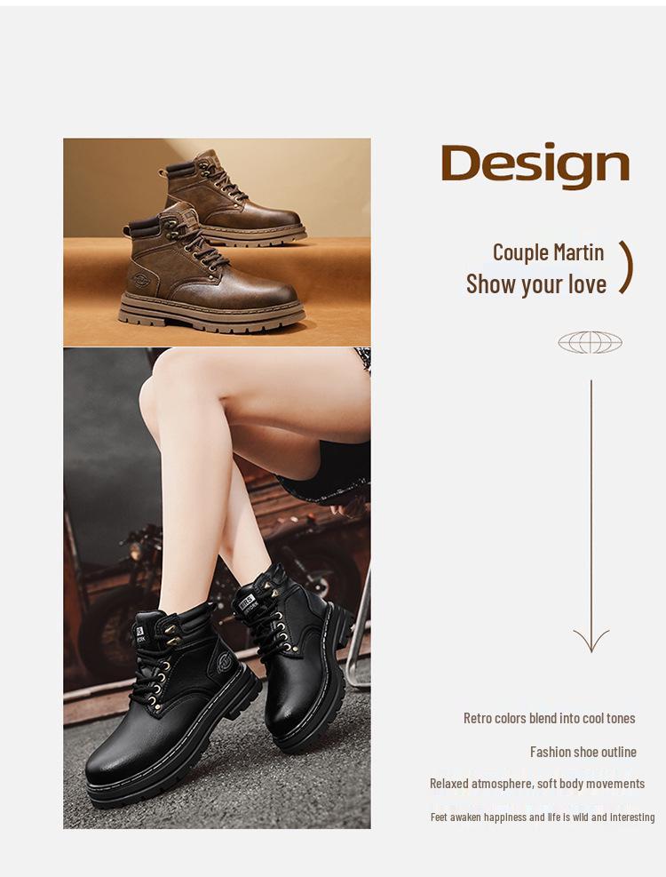 Men's Genuine Leather Martin Boots - Thick Sole, Plus Size, Outdoor Casual Work Boots for Fall/Winter