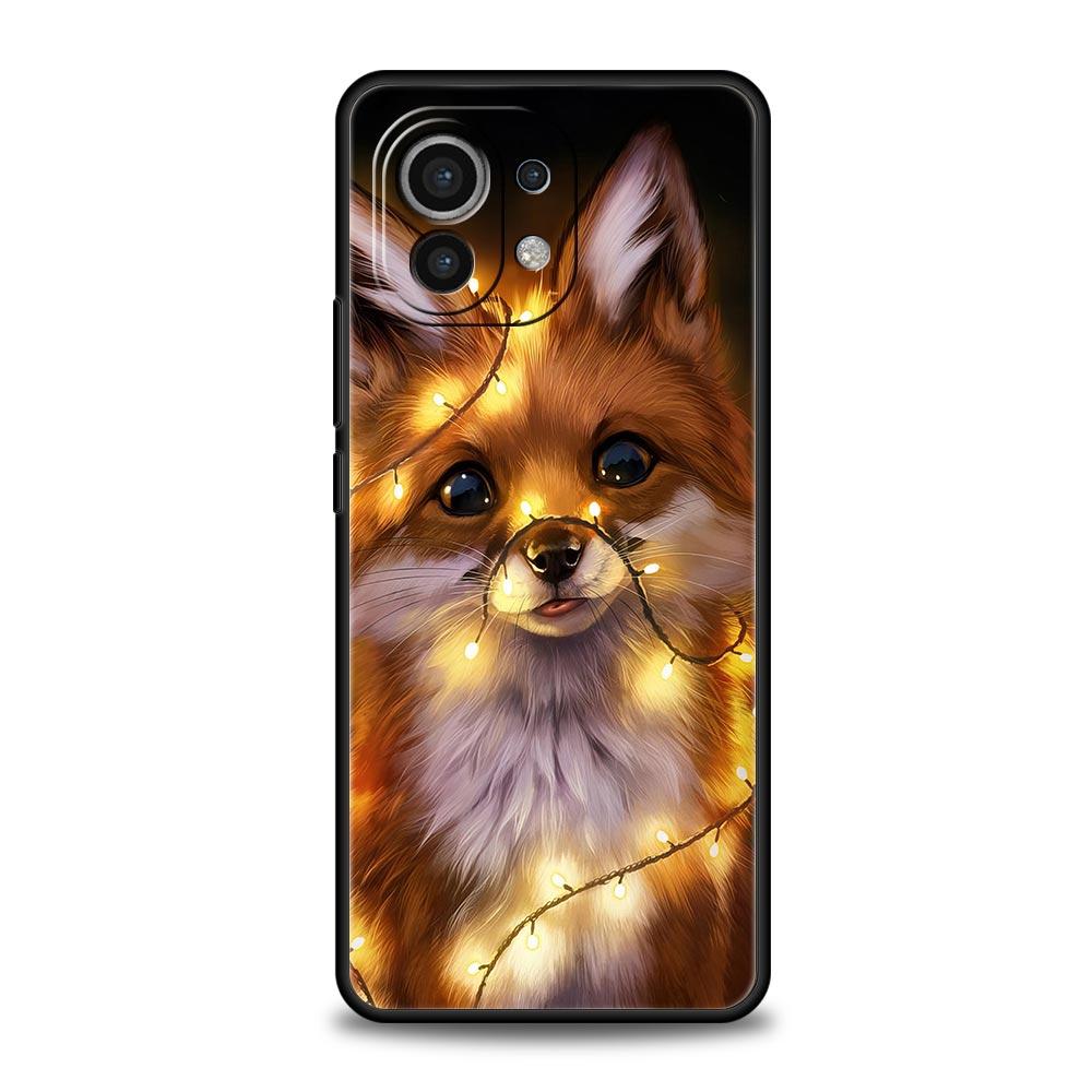Coque de téléphone Animale Mignonne Dessin Animé Renard Pour Xiaomi Poco X3 NFC M3 M4 F4 X4 Pro 5G F3 GT Mi 12 11T 10 9T 10T Lite 11 Ultra Housse Noire