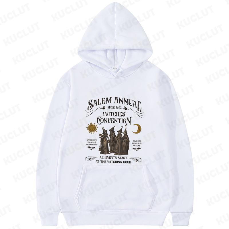Salem Witch Hoodies for Women Vintage Funny Halloween Sweatshirts Long Sleeve Trendy Spooky Season Graphic Hoodies Retro Hoody