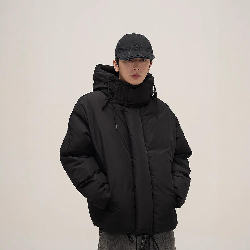 

Зимний Дизайнерский Нишевый Пуховик с Капюшоном Мужское Уличное Пальто Пара XXL чёрный