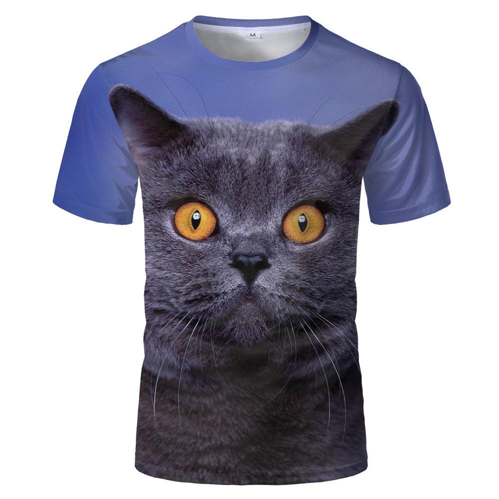 

Летний топ с круглым вырезом и принтом 3D Cat, модные повседневные футболки с короткими рукавами для мужчин 5XL