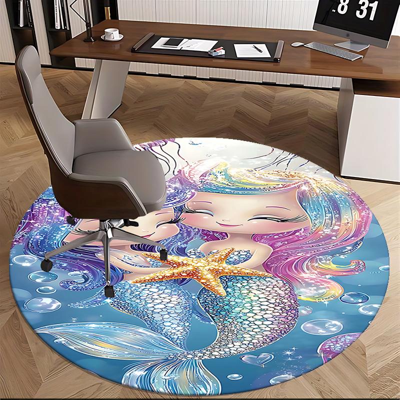 Mermaid Tail Chair Mat - Round Carpet for Home Decor