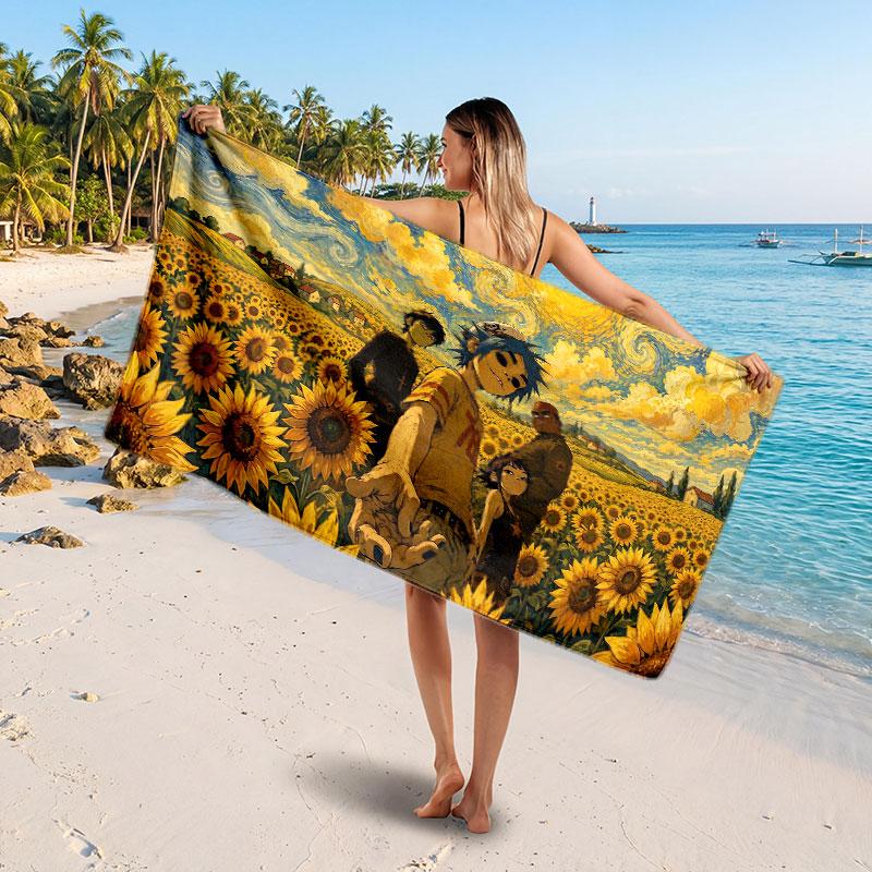 Large Beach TowelGorillaz Soft Absorbent Towel Beach Bath Home Use