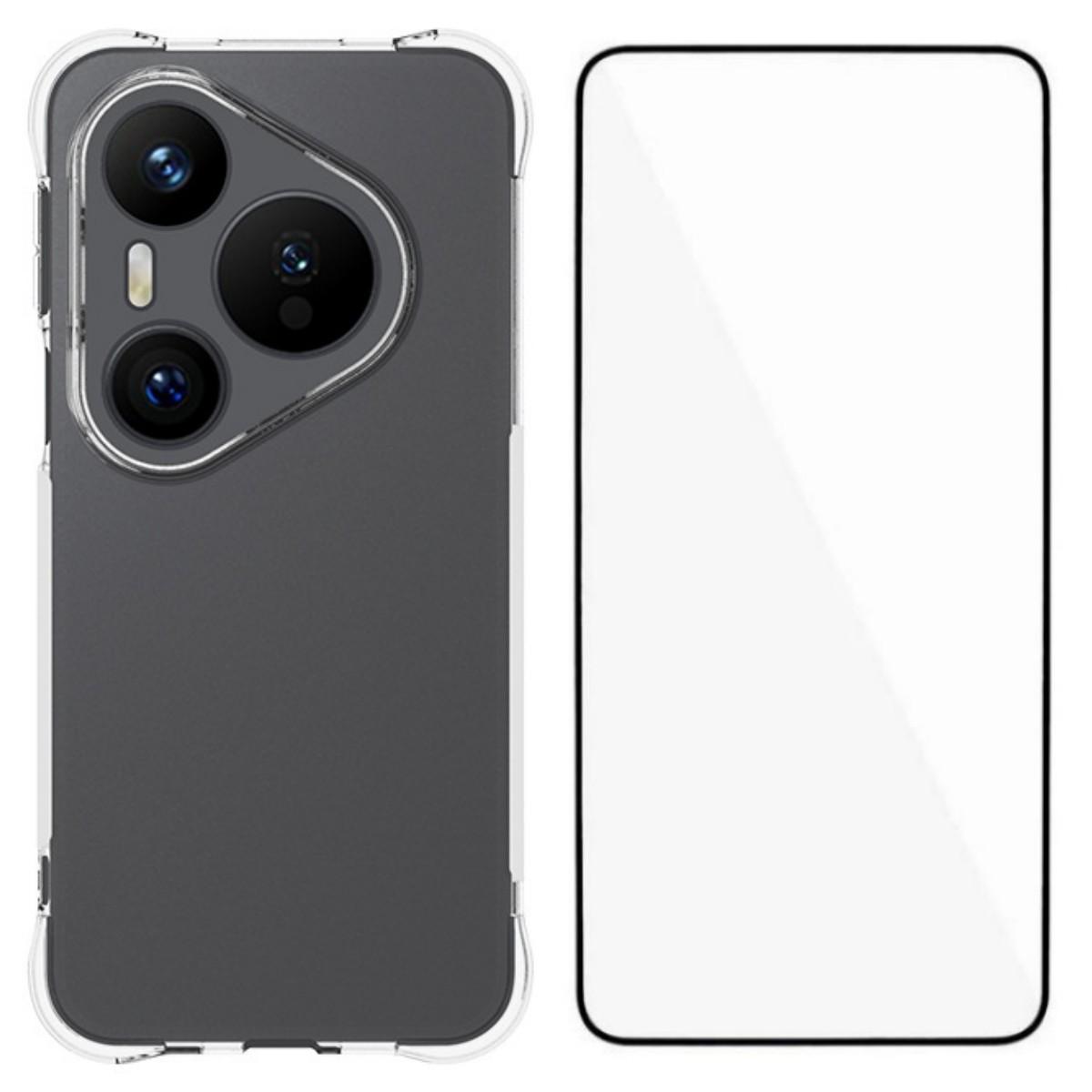 

Чехол для Huawei Pura 80 Pro WANLONFENG Серии WL 2.0 мм ТПУ Чехол для телефона с Защитной пленкой из закаленного стекла Transparent