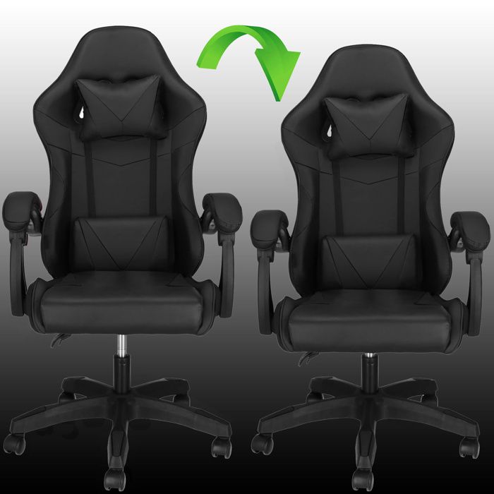 Fauteuil de Gaming - SPRINGOS - Ergonomique - Réglable en Hauteur - Avec Appui-Tête et Repose-Pieds
