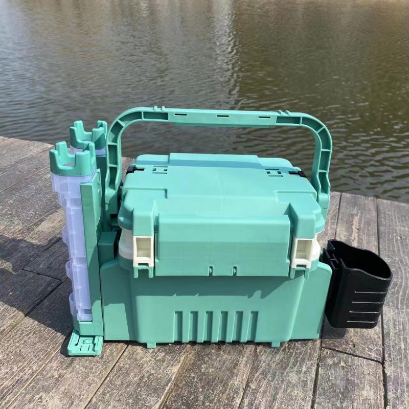 Multifunctional Large Capacity Fishing Gear Storage Box with Rod Holder