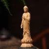 Cliff Cypress Wood Carving Statue of Shakyamuni Buddha Wood Engrave Wooden Sculpture Home Crafts Ornaments Decoration