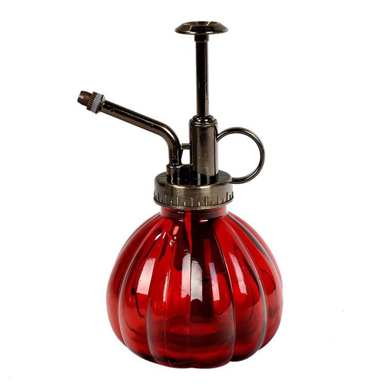 Creative Hand-Pressure Glass Watering Sprayer with Colored Transparent Pumpkin Design