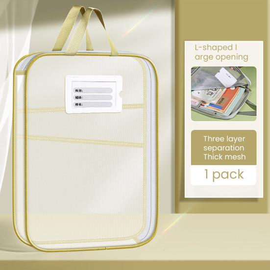 Mesh Pouch Bag File Bag A4 Zipper with Handle Document Organizer