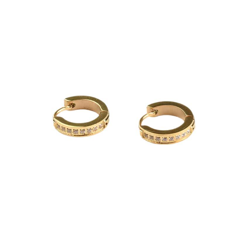 European & American Cold Style CNC 8-Stone Zircon Ear Cuffs: Elegant Stainless Steel Women's Earrings