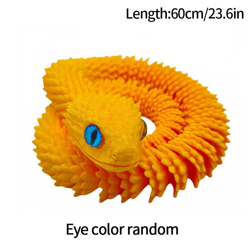 3D Printed Snake 3D Printing Fidget Animals Crystal Viper Snake Model Movable Joint Simulation Desk Toys Car Ornaments Kids Gift
