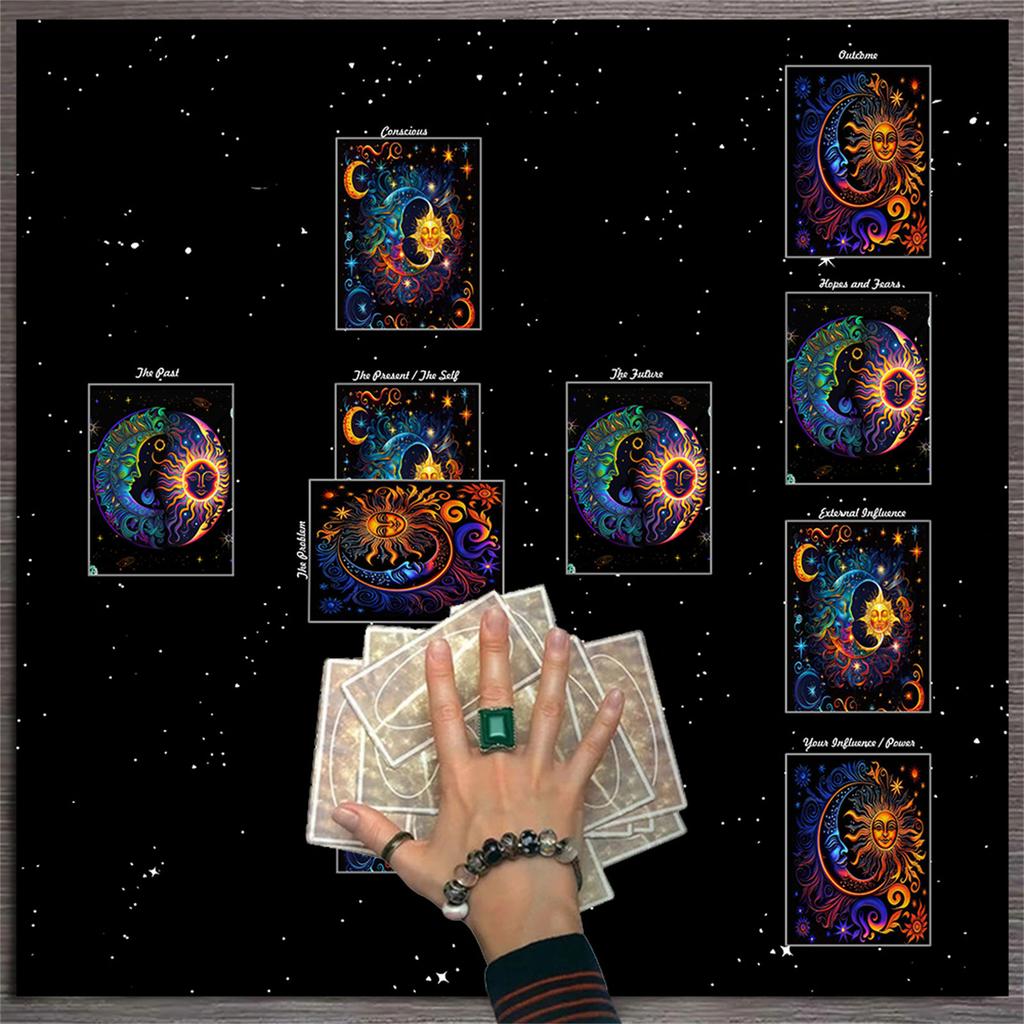Quadratische Tischdecke Tarot-Altar-Tuch Brettspiel-Unterlage Astrologische Orakel-Unterlage Tischabdeckung Kartenmatte Divinations-Tischdecke
