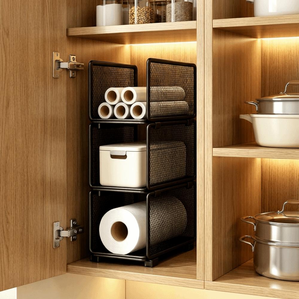 Multi-Layer Kitchen Storage Rack Iron Paper Roll Holder Durable Vertical Storage Rack  for Kitchen