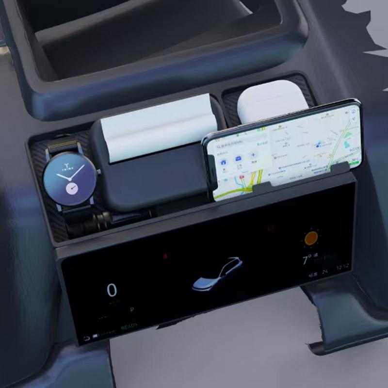 For BYD Shark 6 2025+ Storage Box Behind Dasborad Screen Instrument Storage Box with Phone Holder Silicone Car Accessories LHD