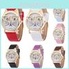 Adorable Cat Face Women's Quartz Watch With Leather Strap Cartoon Design