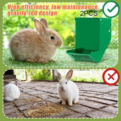 2Pcs Feeder for Cage Feed Trough with Dustproof Lid, Small Animal Food Dispenser Chicken