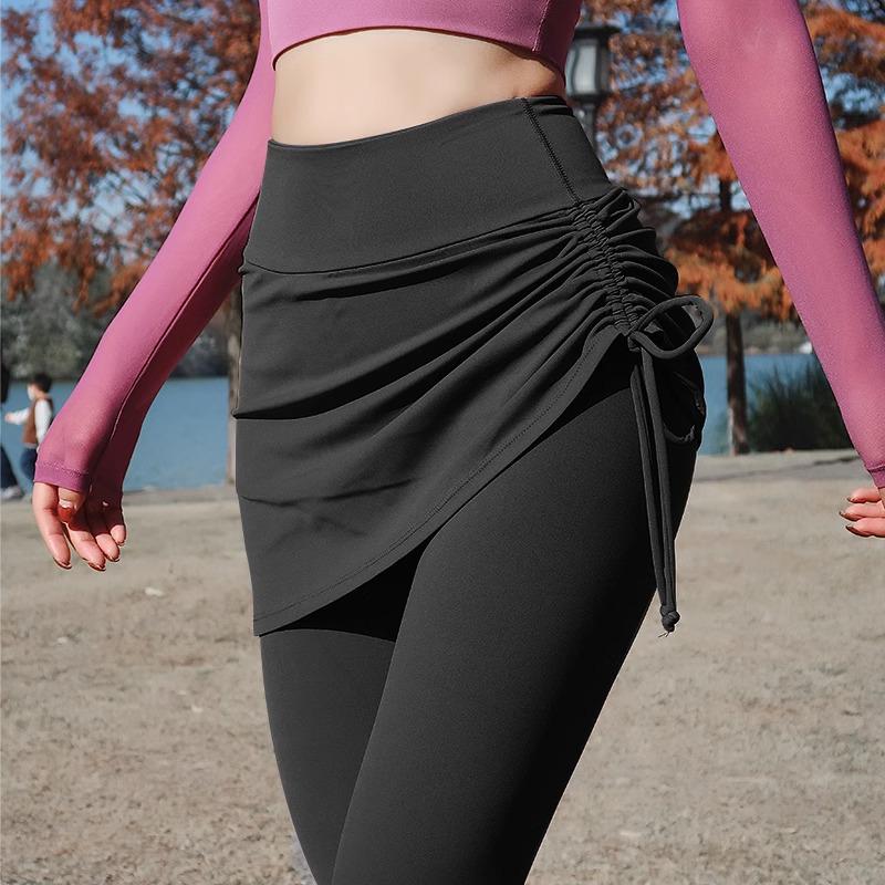 Women's Plus Size 2025 Shark Pants: Fake Two-Piece Long Sports Pants with Velvet Thickening – Perfect for Autumn/Winter Yoga and Fitness Skirt Style.