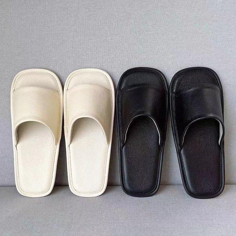 Summer High-end Leather Slippers Couple Nordic Style Indoor Home Cowhide Sandals Men and Women Non-slip Outer Wear