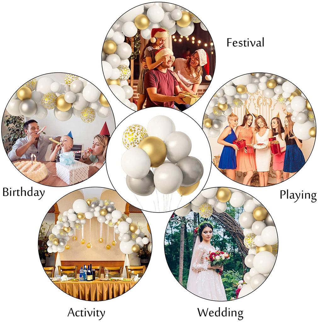 LEMON White Gold Balloon Garland Arch Kit Metallic Confetti Globos Wedding Baby Shower Birthday Party Decorations Supplies