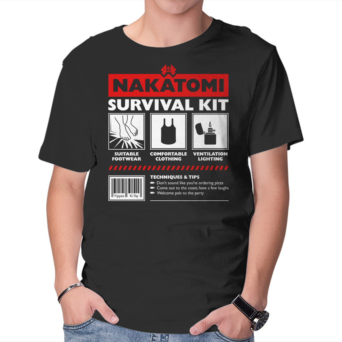Unisex Crew Neck T-Shirt Nakatomi Survival Kit Graphic Short Sleeve Casual Tee XS