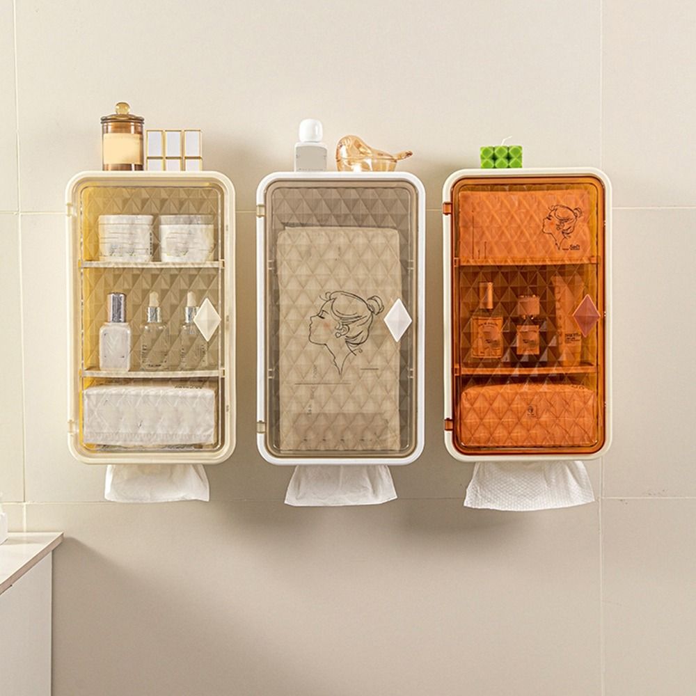 Large Capacity Cosmetic Storage Box Wall Mounted Medicine Storage Box  Over Toilet