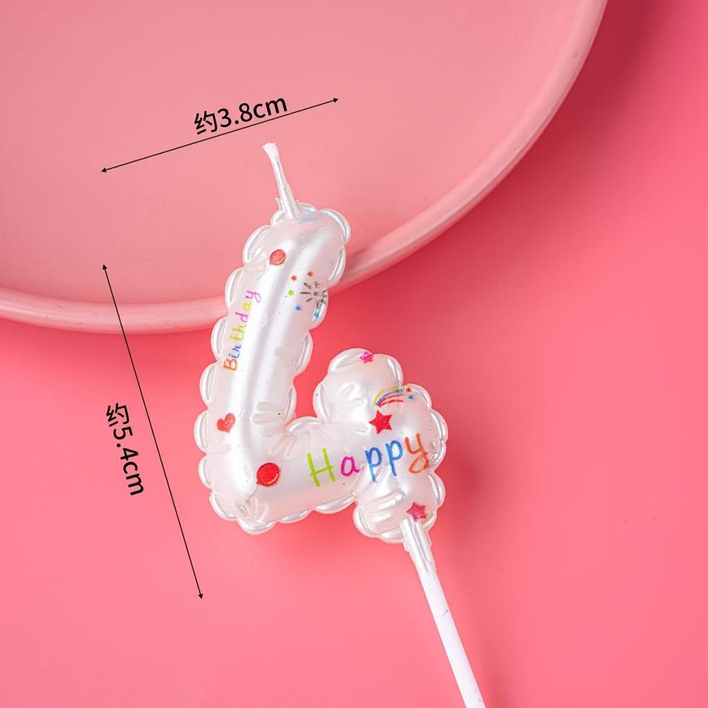 1pc White Number 0-9 Candle Balloon-Shaped Birthday Party Cake Decoration Children Adult Birthday Party Decor Festival Supplies