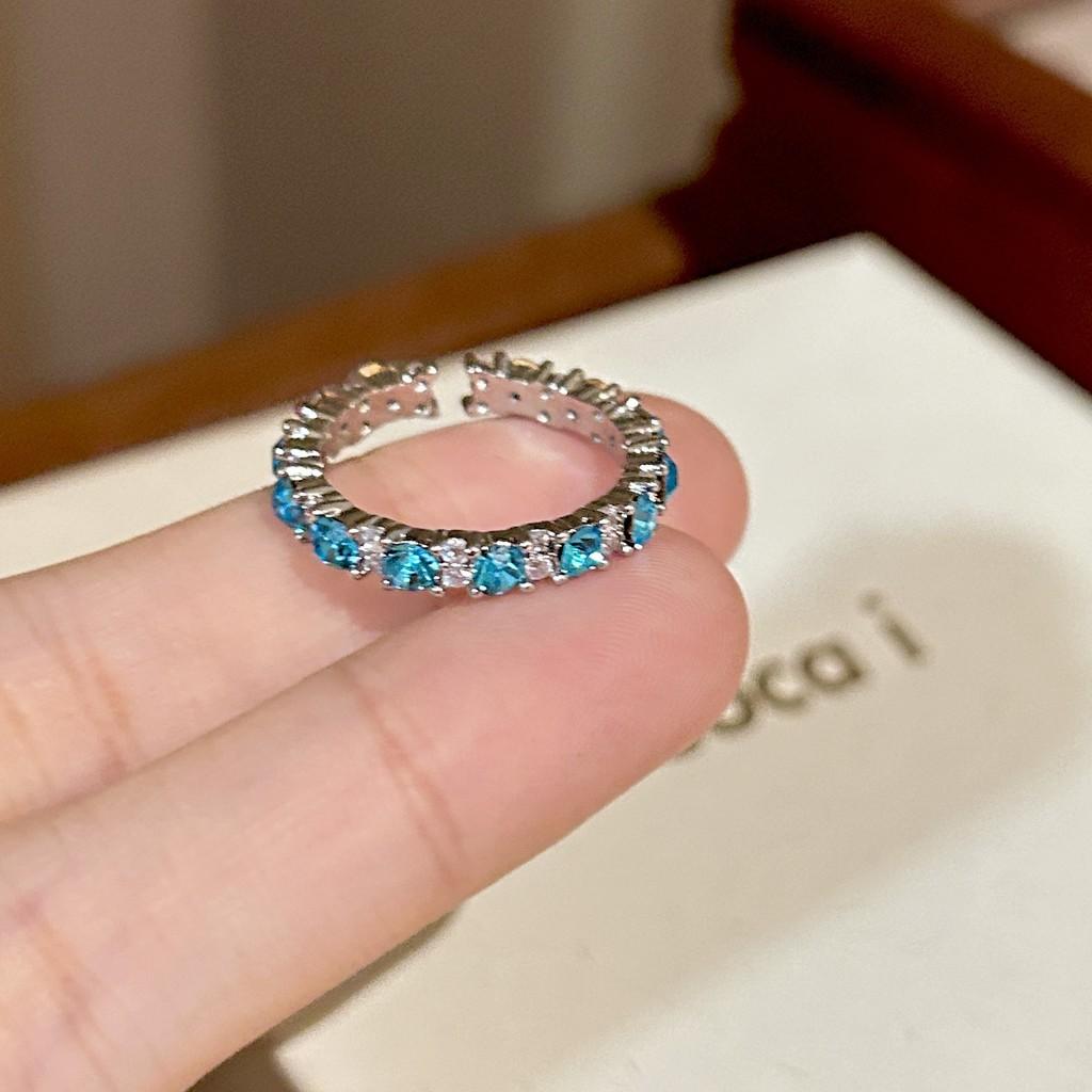 S925 Stylish Silver Ring With Colorful Gemstone Accents And Eyecatching Shape Geometric