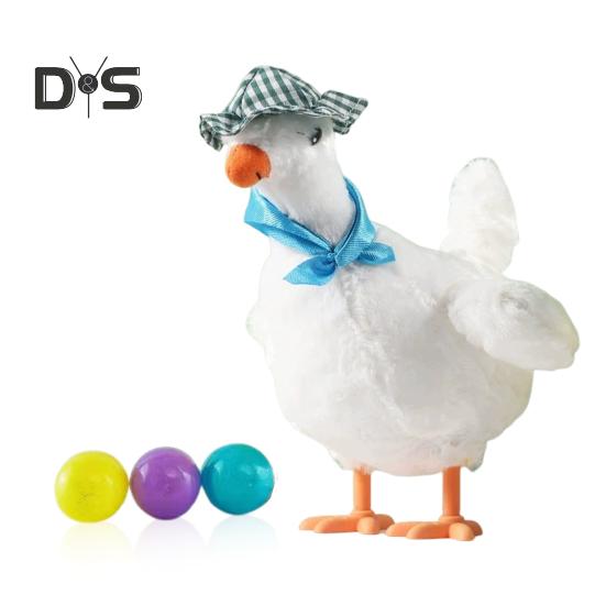 Chicken Laying Egg Toys with Sound Music Electric Crazy Plush Chicken Doll Cute Hen Toy Egg Lays Stuffed Animal for Children
