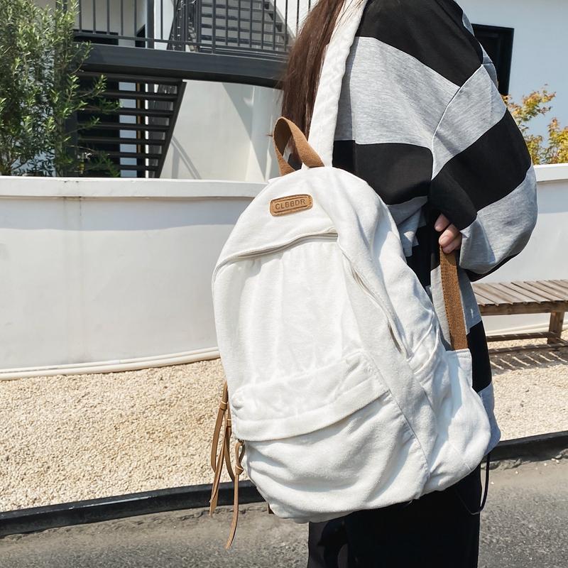 Schultasche für Männer, Junior High School, Senior High School, Studentenrucksack, alter gewaschener Canvas-Rucksack, weiblich