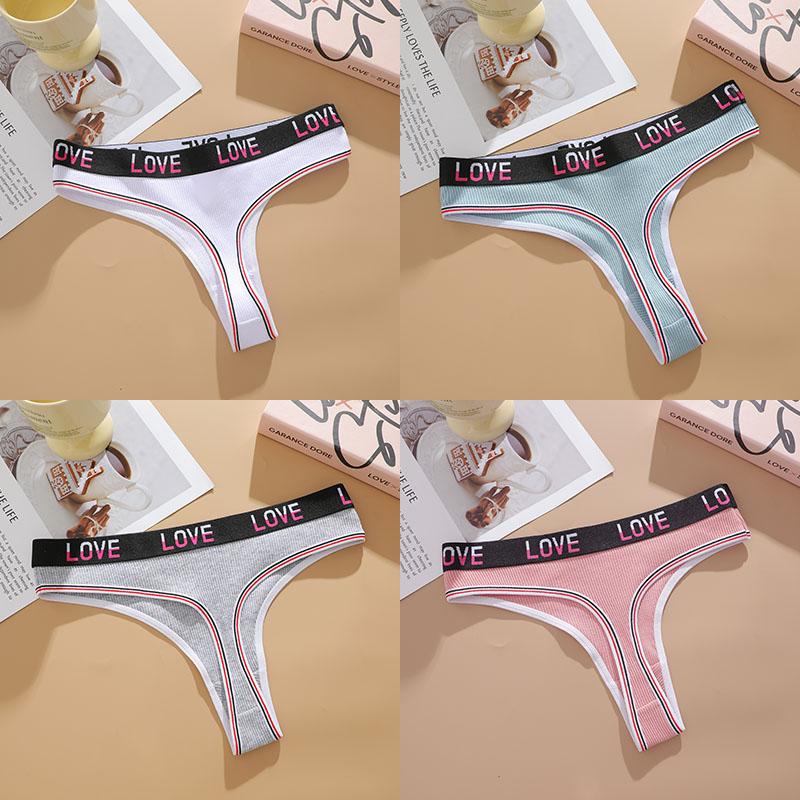 

FINETOO 4 шт. Женские хлопковые стринги Сексуальные стринги T-образной формы с низкой посадкой В рубчик Удобное женское нижнее белье Женские сексуальные стринги-танга M&Set