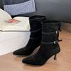 Mode Herbst Winter Mode Spitzschuh Damen Wildlederimitat Mid-Calf Stiefel Nachtclub High Heels Party Stripper Damenschuhe