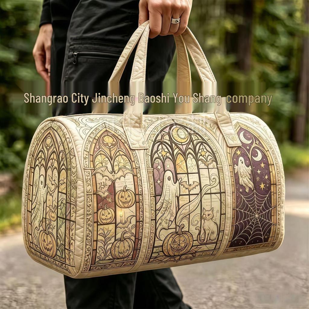 3D Gothic Buntglasdruck Halloween Sporttasche - Multifunktionale Reisetasche