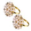 1Set Elegant Silver Plating Napkin Rings Pearl Diamond Embedded Metal Electroplated Napkin Buckle Party Decoration