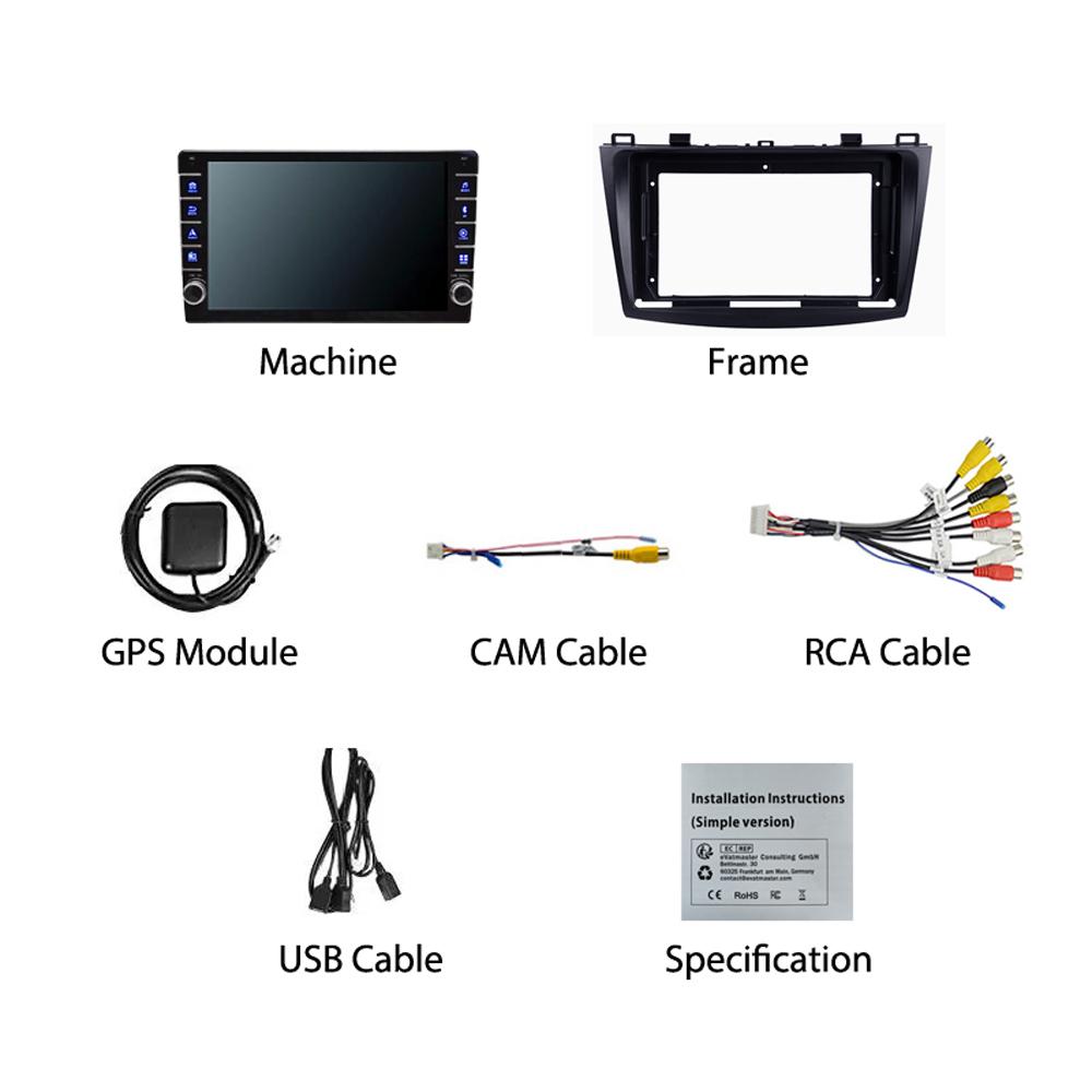 2 Din Android Car Radio Multimedia Video Player for Mazda 3 2010-2013 With Button Knob WiFi BT 1+16GB