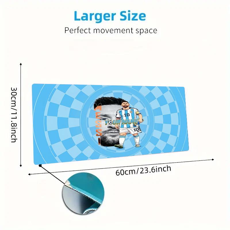 Messi Custom Name Large Size Mouse Pad Large Gaming Table Cushion Nonslip Laptop Tablet Big Mousepad Xxl Mat Mini Pc Playmat With Lock Edge Custom Nam
